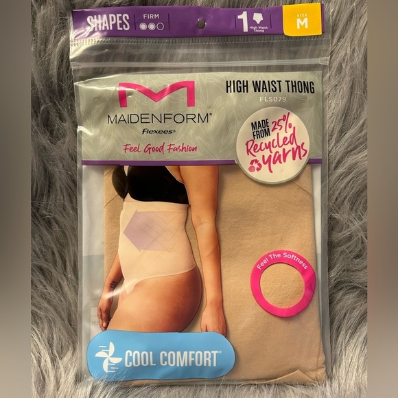 Maidenform Flexees Shapewear Womens Size Medium High Waist Thong Soft‎ Seamless - Picture 1 of 5
